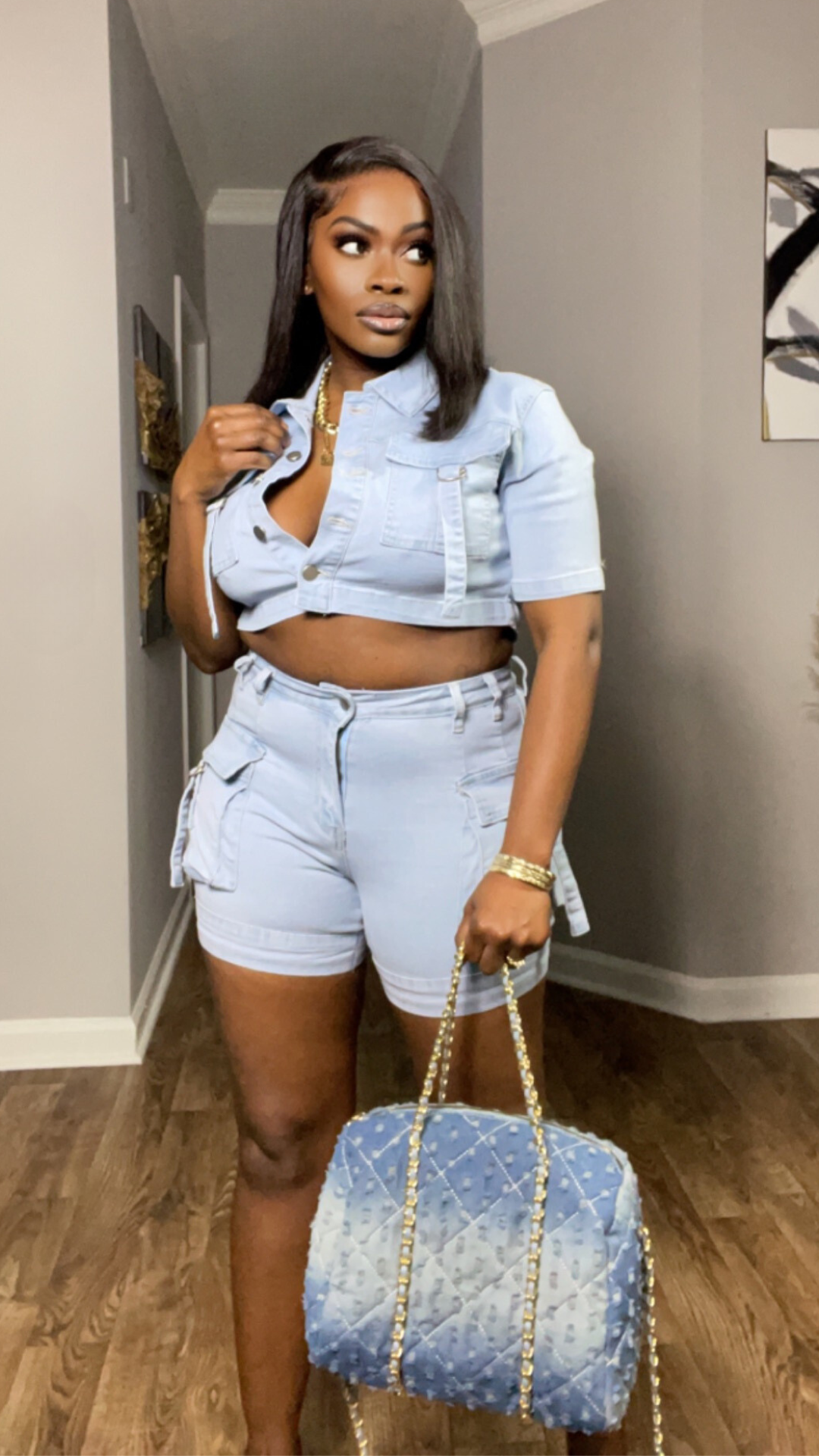 Toni Denim Shorts Set