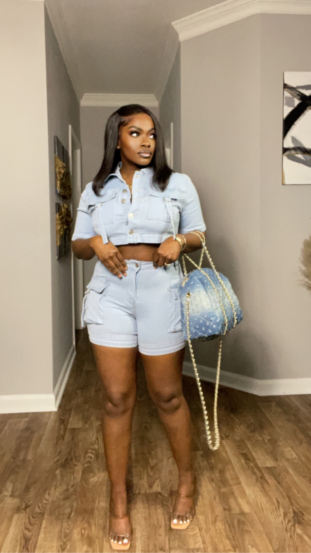 Toni Denim Shorts Set