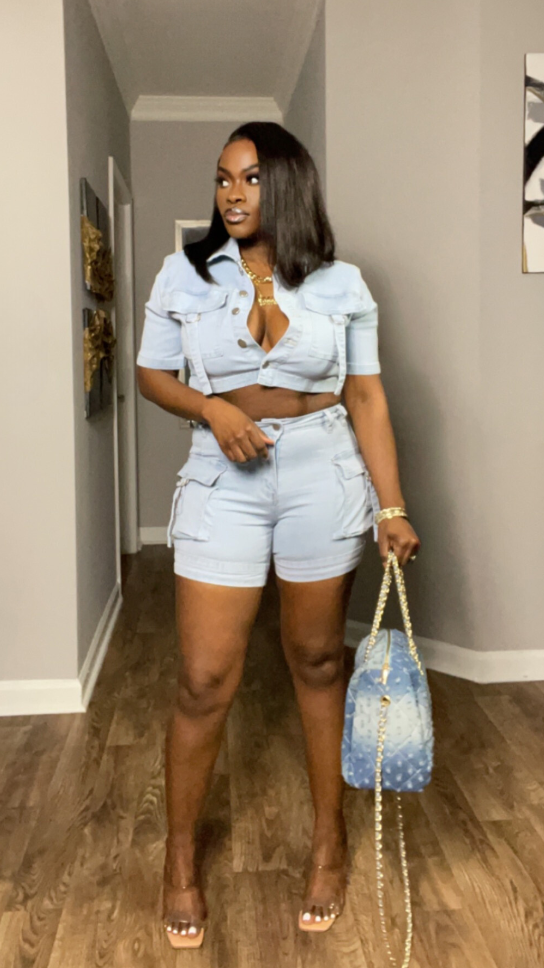 Toni Denim Shorts Set